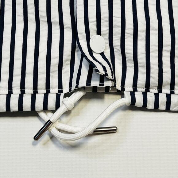 Esprit Jacket Womens Medium Black White Striped Button Up Drawstring Lightweight - Picture 4 of 13